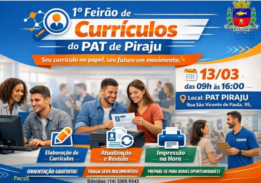 Município realiza nesta sexta-feira, 13, o 1º Feirão de Currículos
