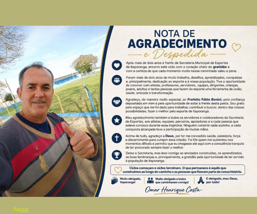 Omar Henrique deixa a Secretaria de Esportes e Lazer 