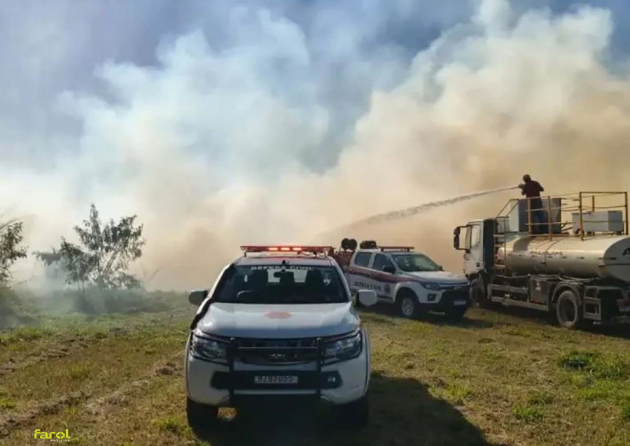 Incêndio mobiliza Bombeiros e Defesa Civil por quase duas horas em área próxima ao SESI 