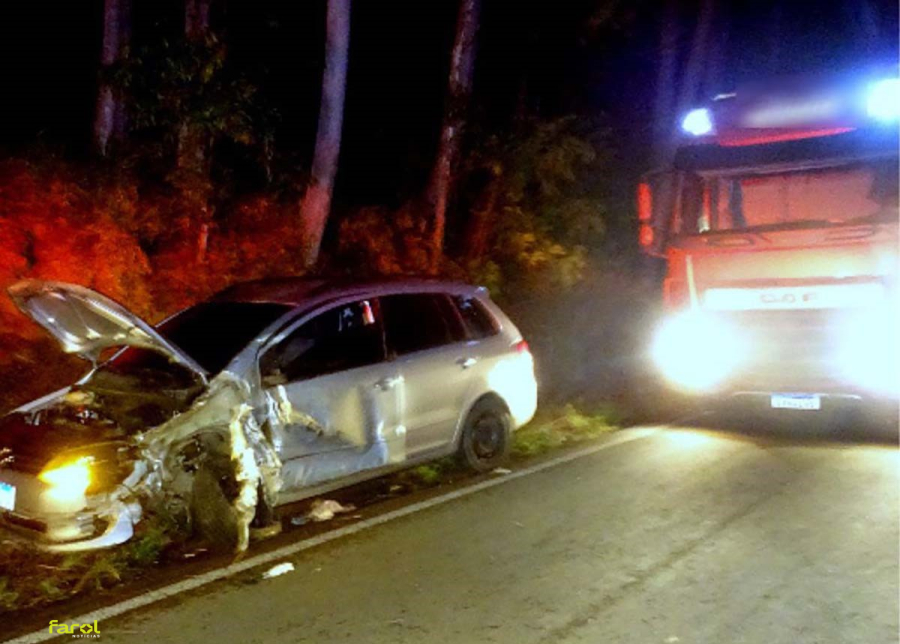 Acidente entre carro e caminhão deixa dois feridos na Estrada do Mosteirinho