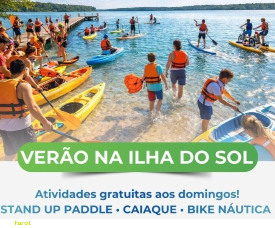 Projeto “Verão na Ilha do Sol” oferece lazer gratuito e atividades aquáticas aos domingos