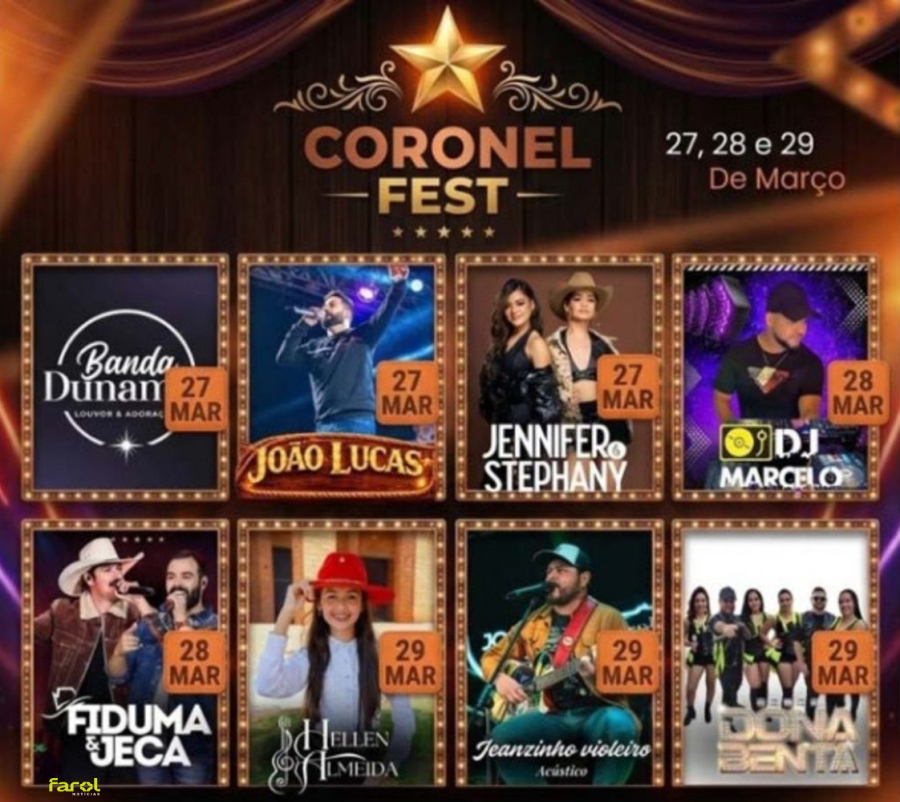 Município segue em festa com três dias de programação na Coronel Fest 2026