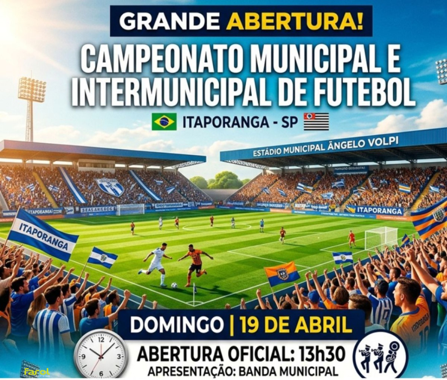 Jornada esportiva começa neste domingo com abertura do Campeonato Municipal e Intermunicipal de Futebol 2026