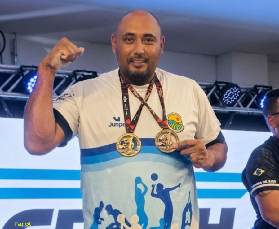 Atleta conquista título brasileiro de luta de braço no Arnold