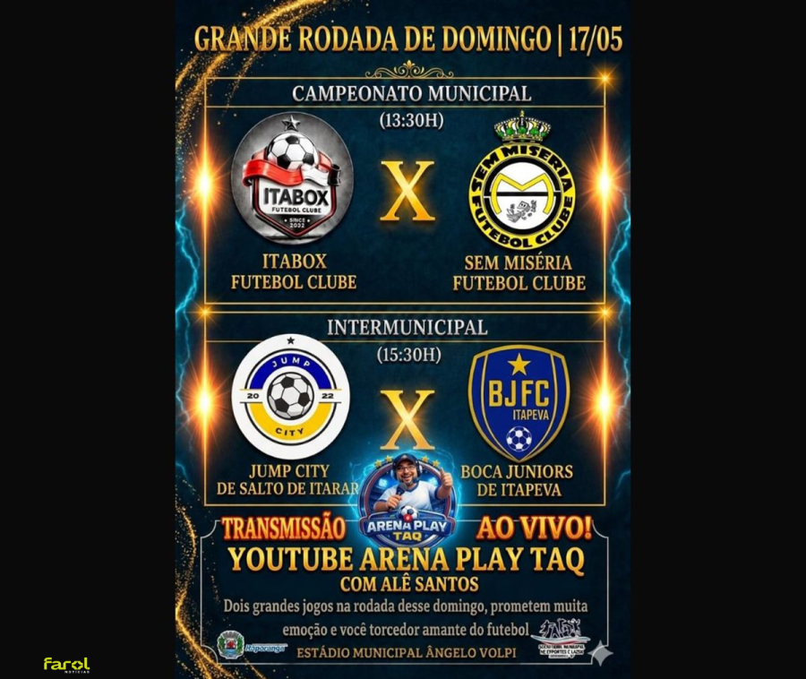 Domingo tem nova rodada do Campeonato Municipal e Intermunicipal 2026 
