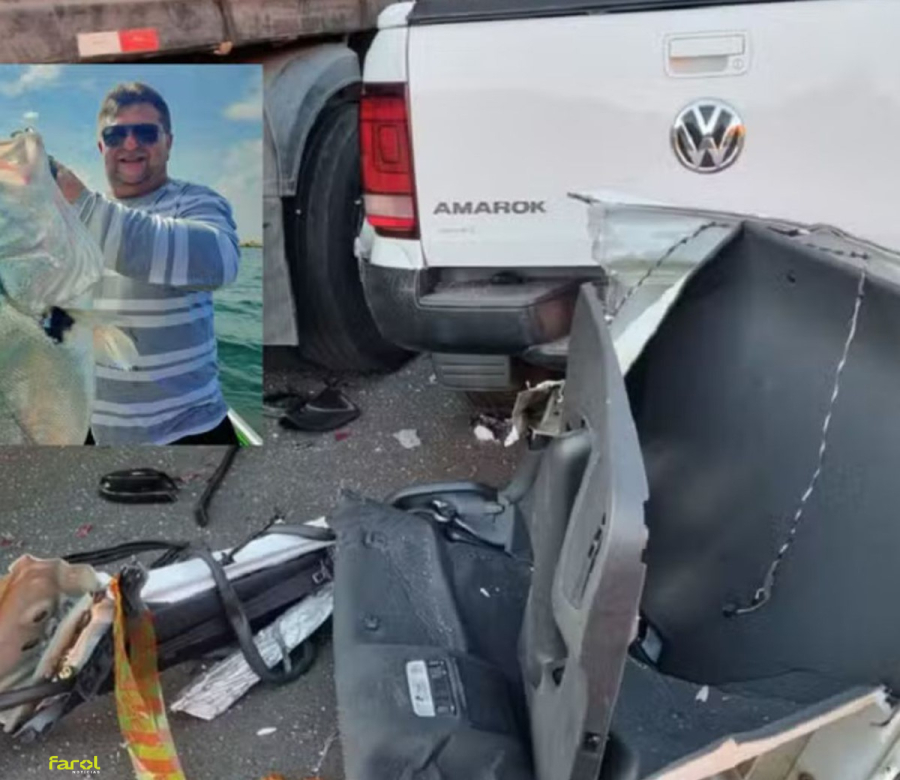 Motorista de caminhonete morre após bater em caminhão estacionado 