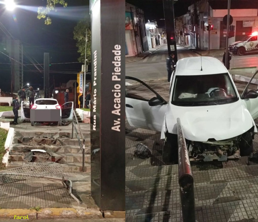Motorista fica gravemente ferido após perder controle de veículo e invadir canteiro central 