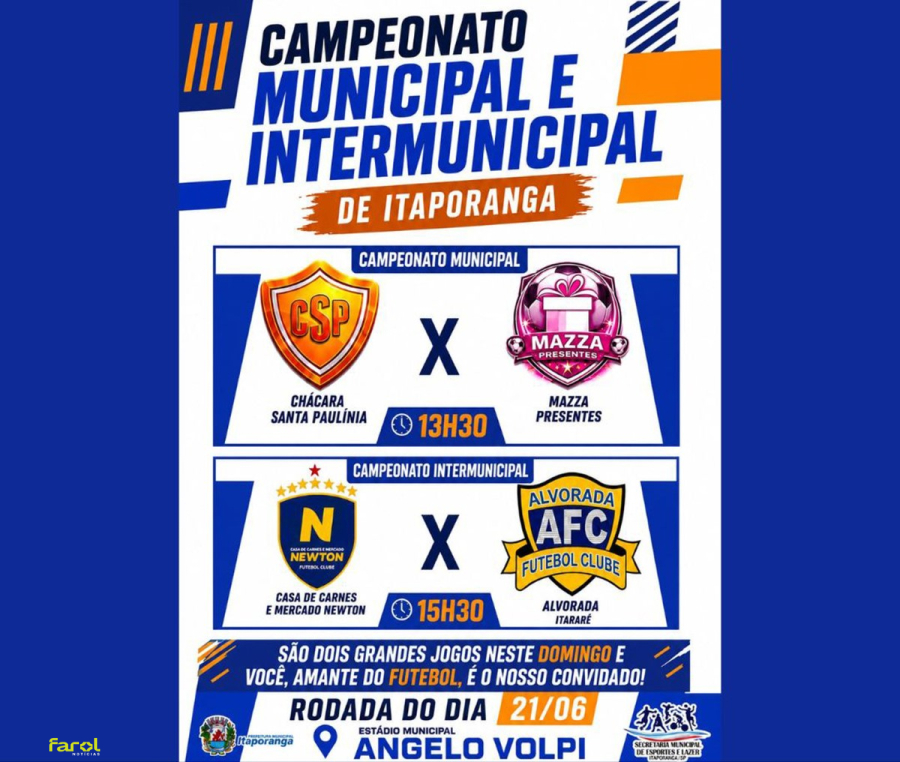 Campeonato Municipal e Intermunicipal tem continuidade neste domingo (21) com rodada dupla no Estádio Ângelo Volpi