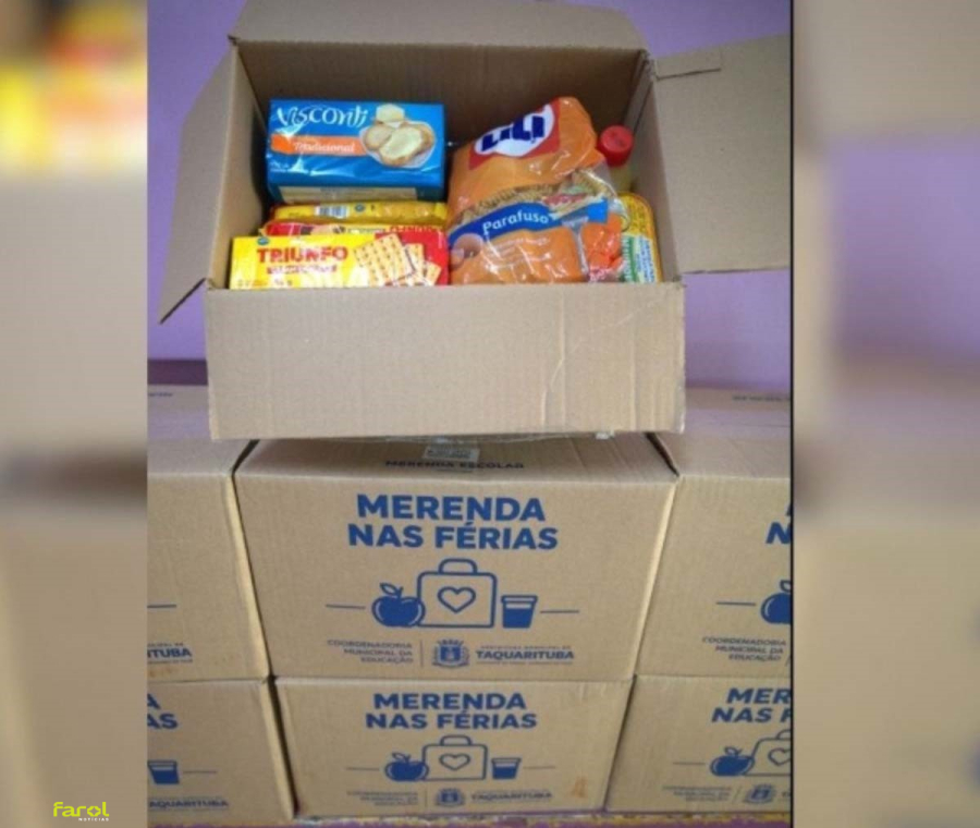 Prefeitura entrega cestas de alimentos para 2.248 alunos durante as férias escolares