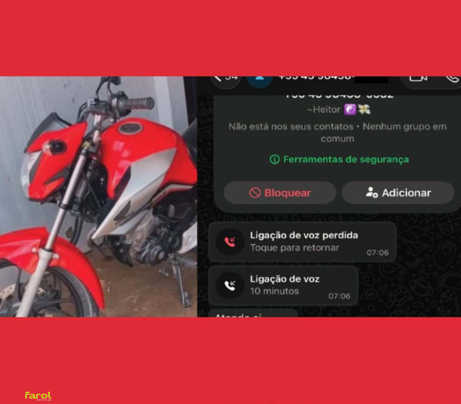 Golpista exige Pix para supostamente informar localização de moto furtada 