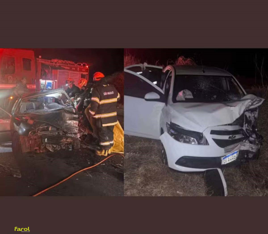 Colisão frontal entre dois carros deixa um morto e quatro feridos 