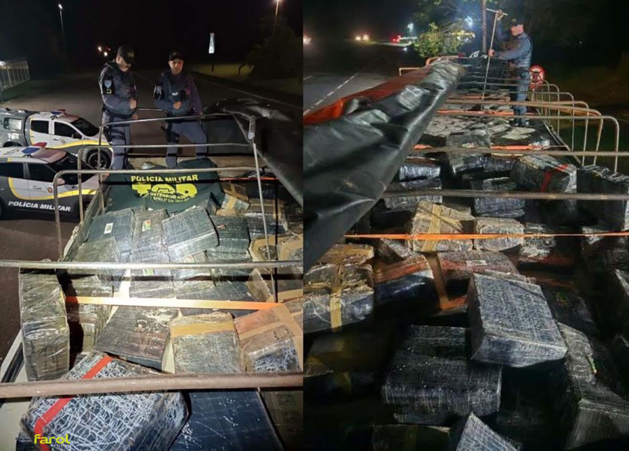 PM Rodoviária apreende mais de 1,8 tonelada de maconha escondida em carga de arroz 