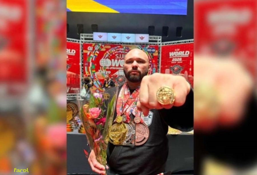 Ricardo Araújo é campeão mundial de jiu-jítsu em competição no Japão