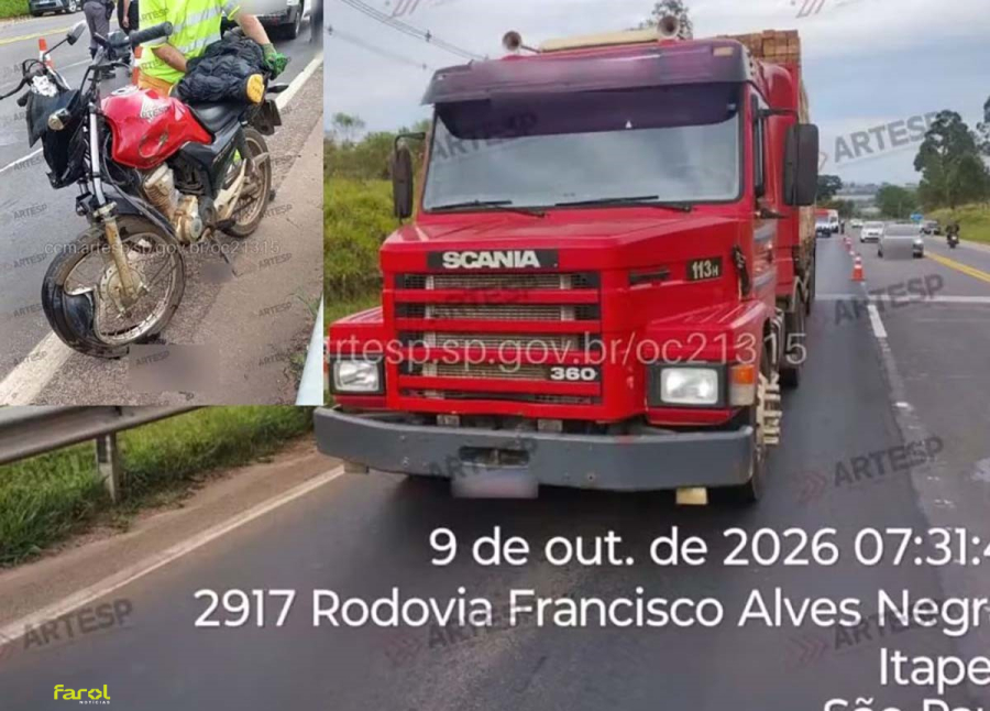 Motociclista morre após bater na traseira de caminhão na SP-258