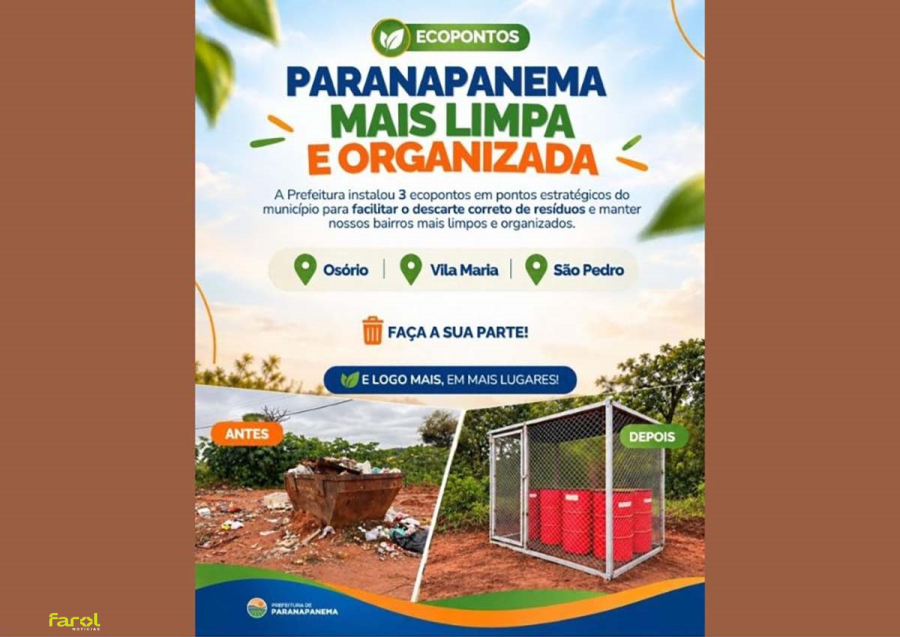 Prefeitura instala ecopontos em três bairros para incentivar descarte correto de resíduos