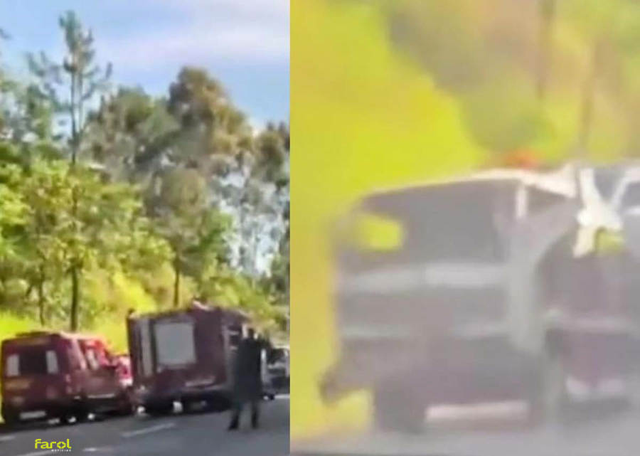 Acidente entre dois caminhões mobiliza equipes de resgate na Ponte Carvalho Pinto, entre Avaré e Itaí