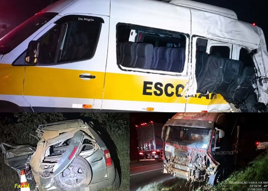 Acidente com van escolar deixa dois mortos e três feridos graves na Raposo Tavares
