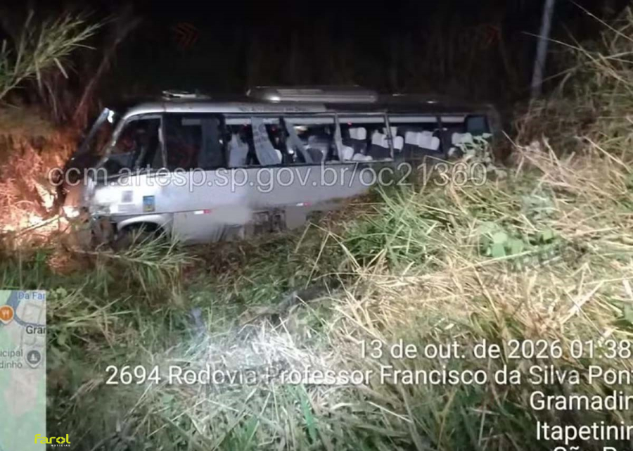 Capotamento de micro-ônibus deixa três mortos e 14 feridos em rodovia de SP